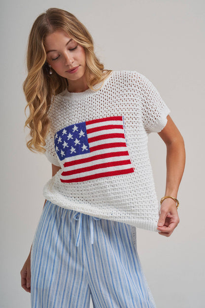 American Flag light weight sweater