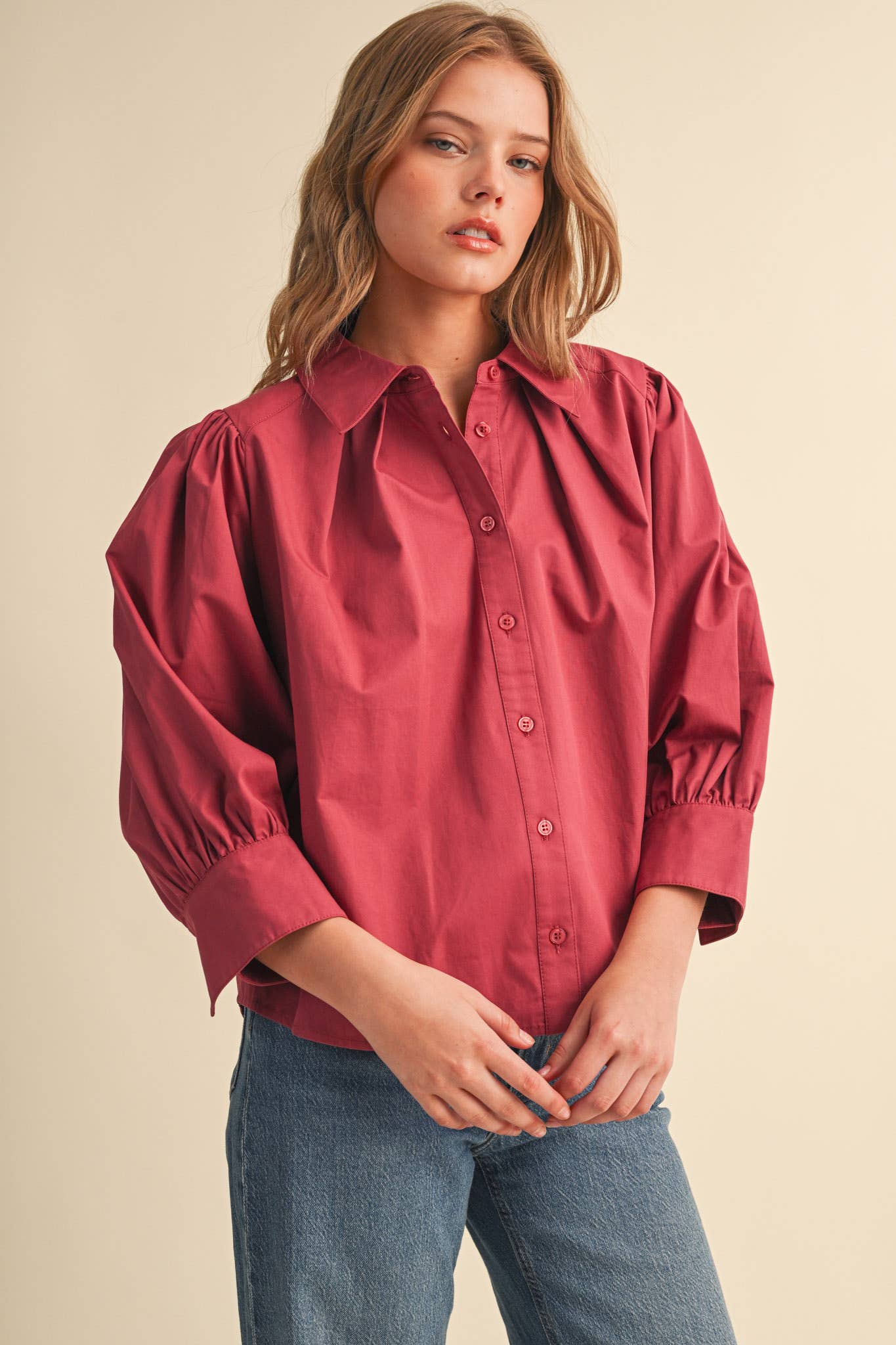&Merci Puff Sleeve Button Down