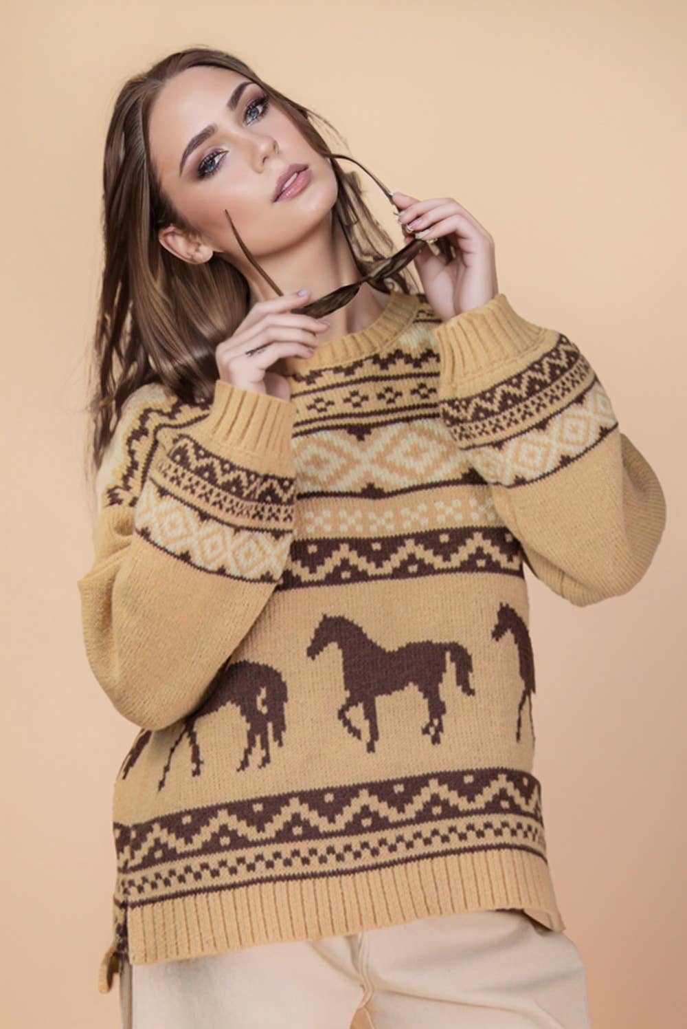 South West /Horse Oversized Knit Sweater