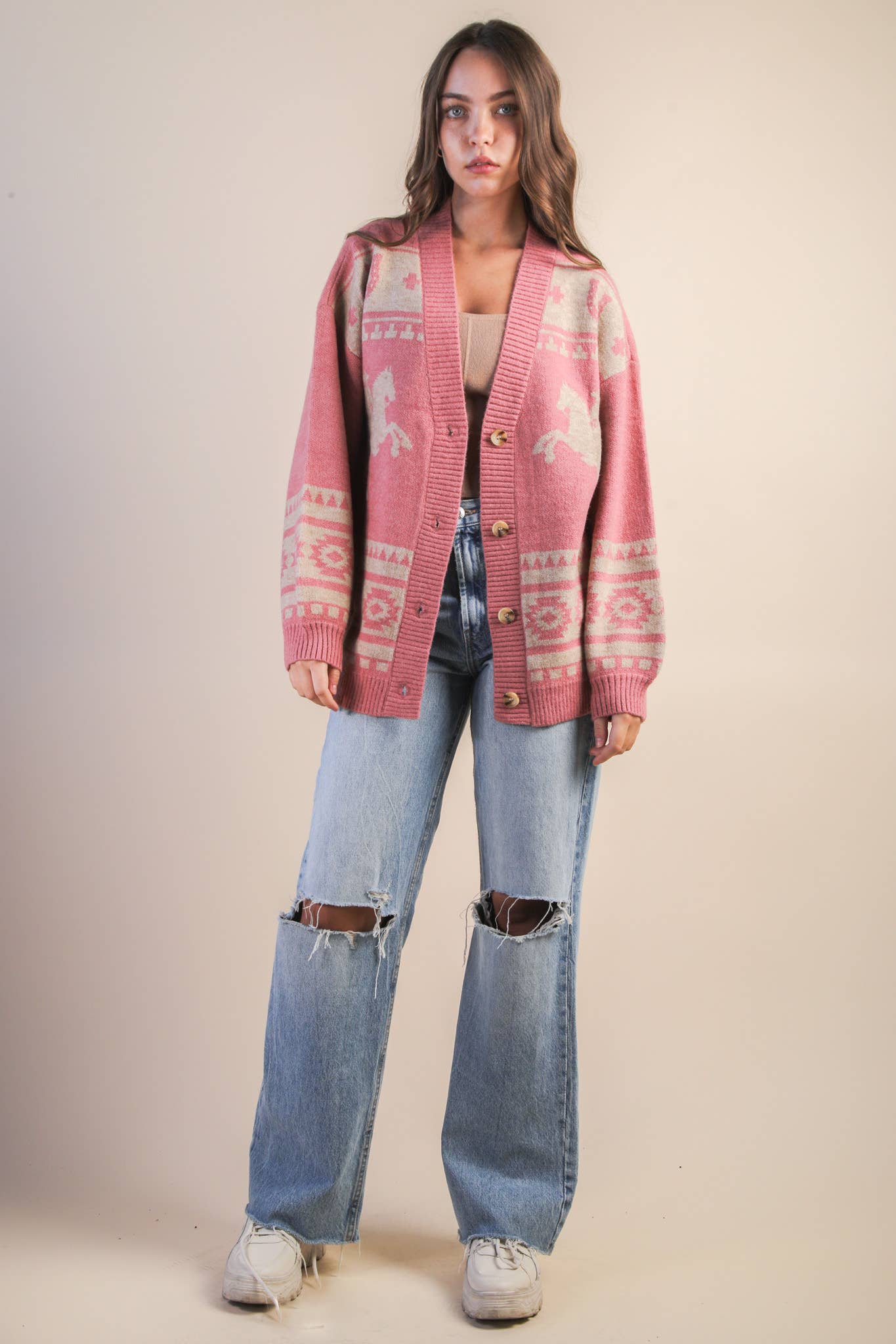 Oversized Western Cadigan: OLIVE