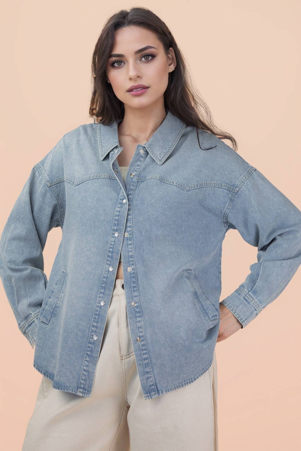 Oversized Washed Denim Top