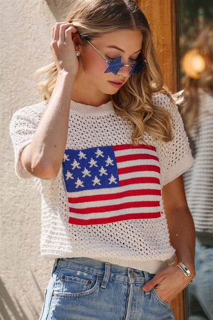 American Flag light weight sweater