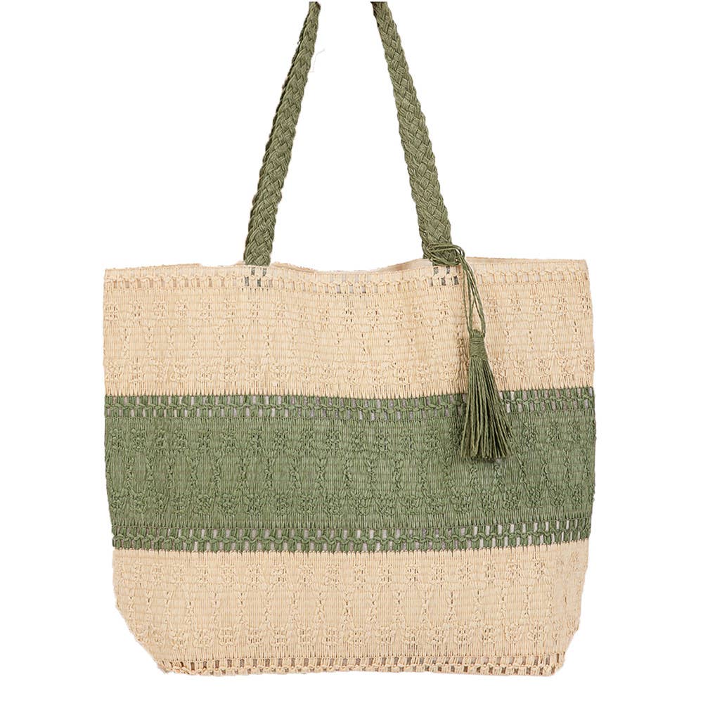 Straw Tote Bag Olive