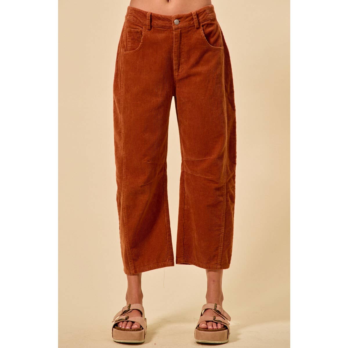 Corduroy Barrel Pants: Rust