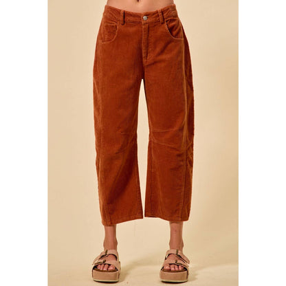 Corduroy Barrel Pants: Rust