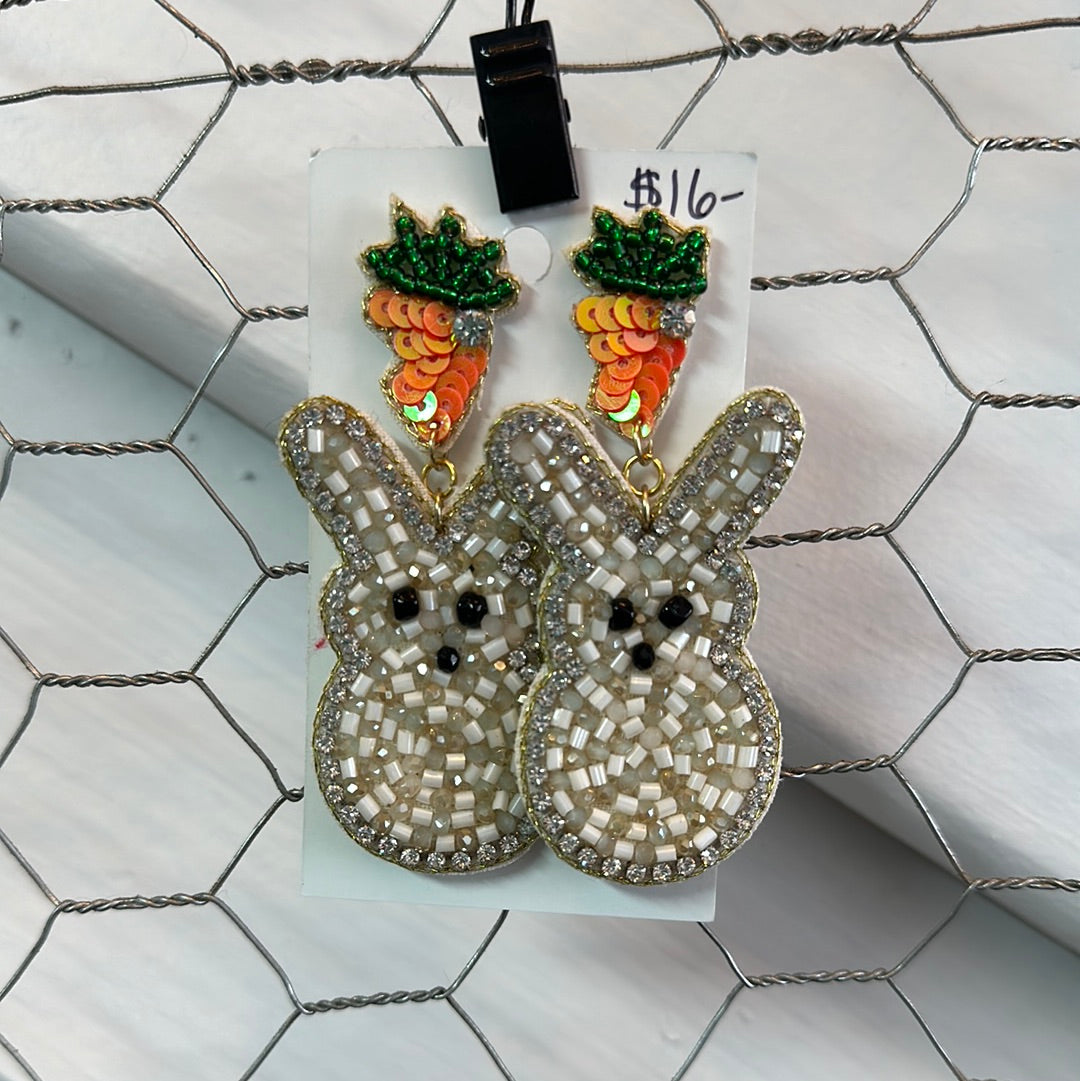 Beaded Peeps & Carrots earrings