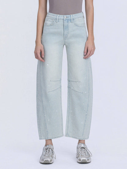 Kate HR Striped Paint Barrel Jeans