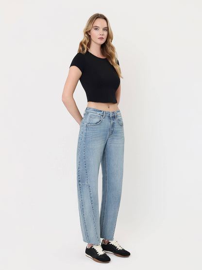 Kate High Rise Barrel Jean (Raw Hem)