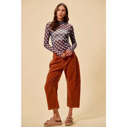 Corduroy Barrel Pants: Rust