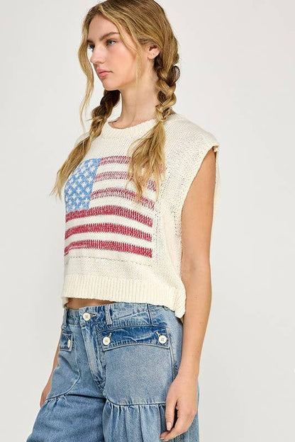 USA Flag Sweater Vest