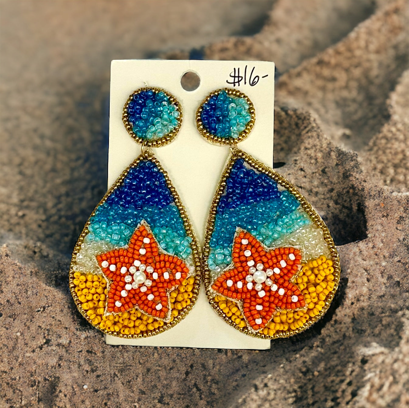 Star Fish/Beach drop beaded earrings