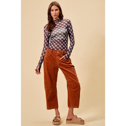 Corduroy Barrel Pants: Rust