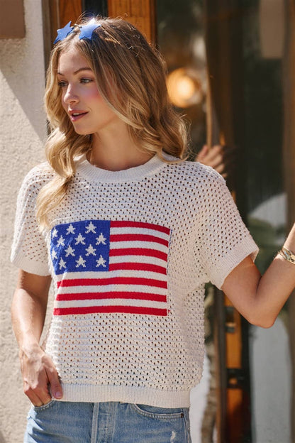 American Flag light weight sweater