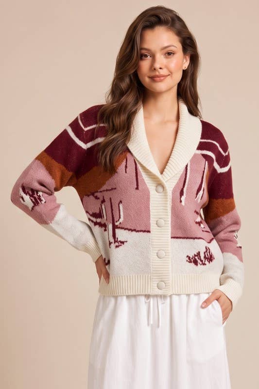 WESTERN SCENIC CARDIGAN (Taupe)