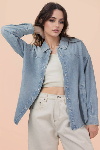 Oversized Washed Denim Top
