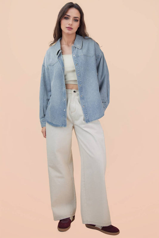 Oversized Washed Denim Top