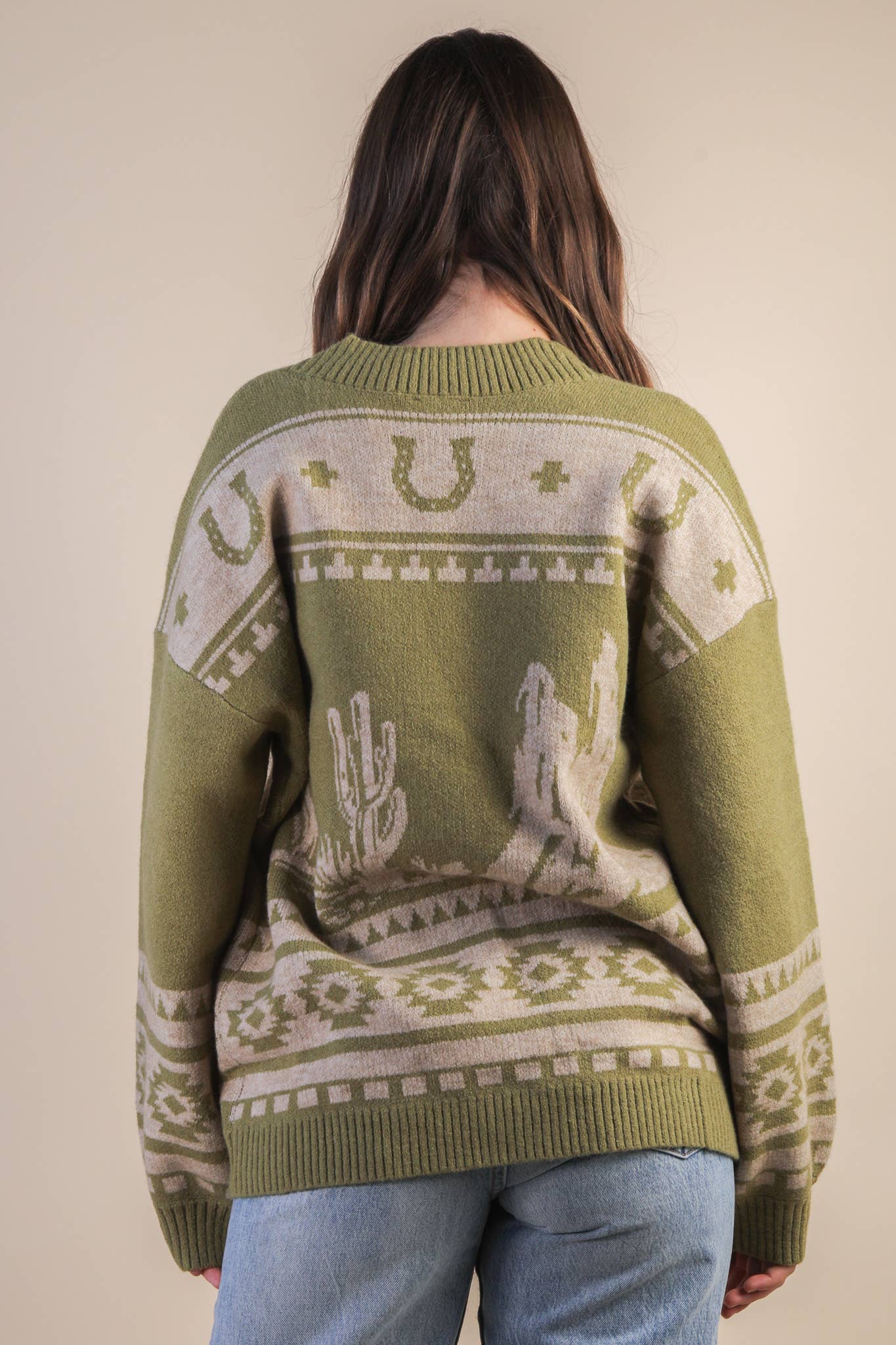 Oversized Western Cadigan: OLIVE
