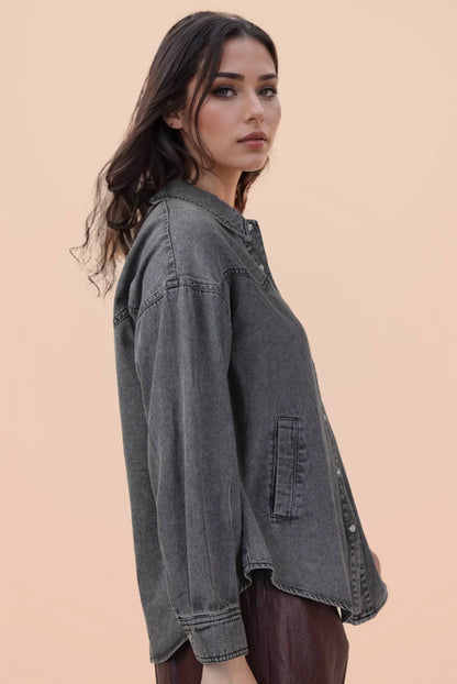 Oversized Washed Denim Top