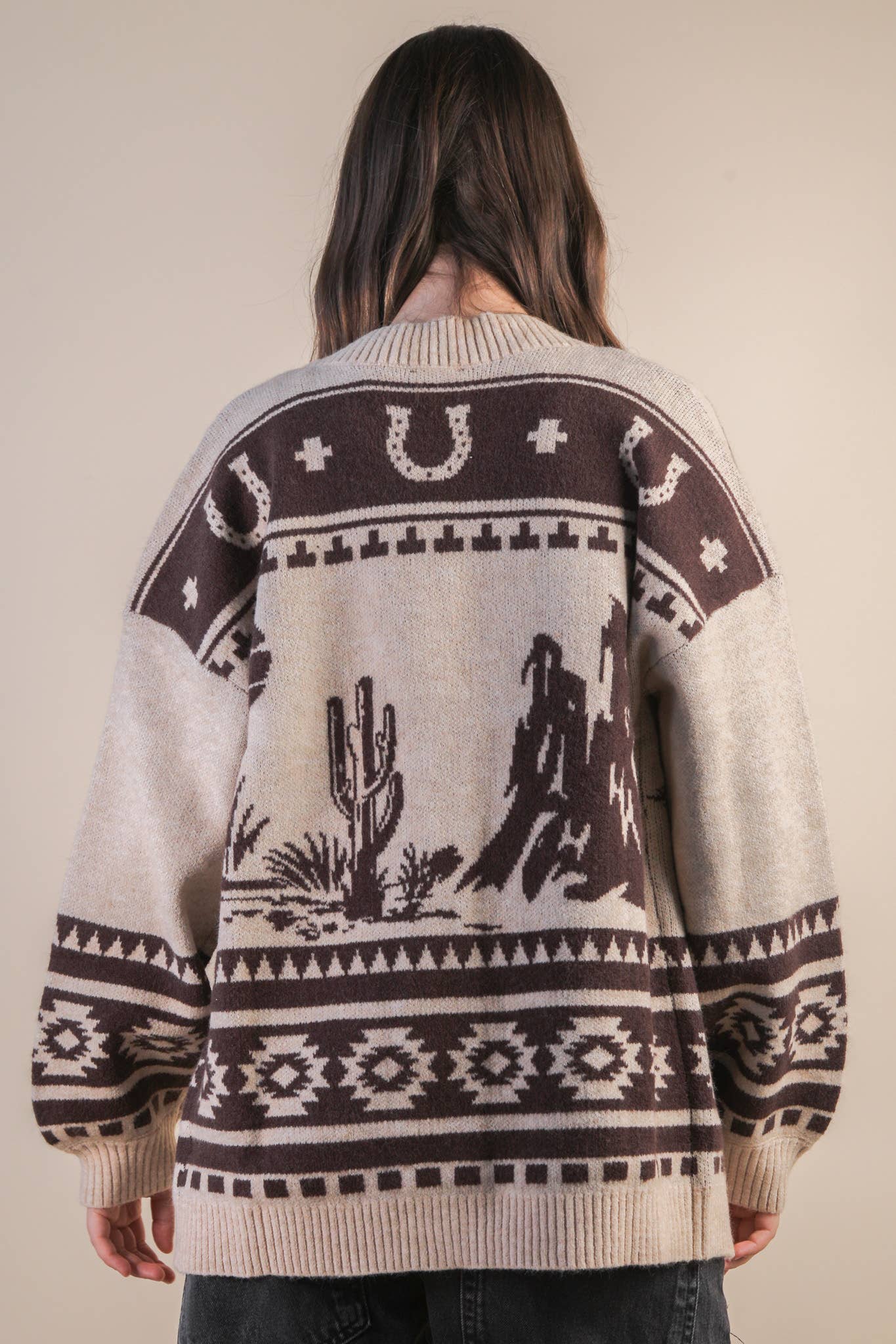 Oversized Western Cadigan: OLIVE