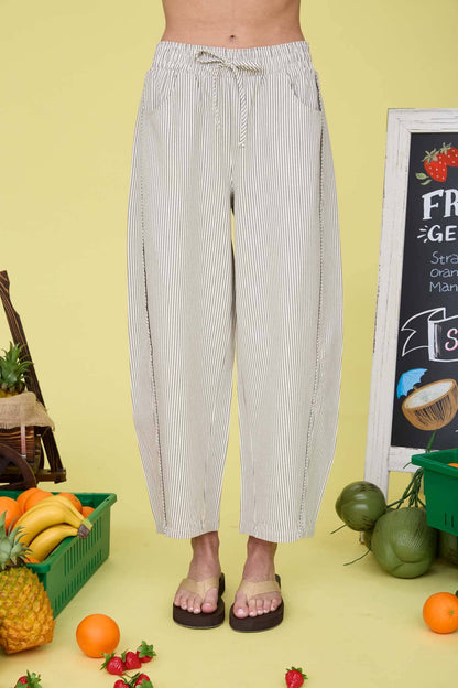 Stripe Drawstring Baggy Pants