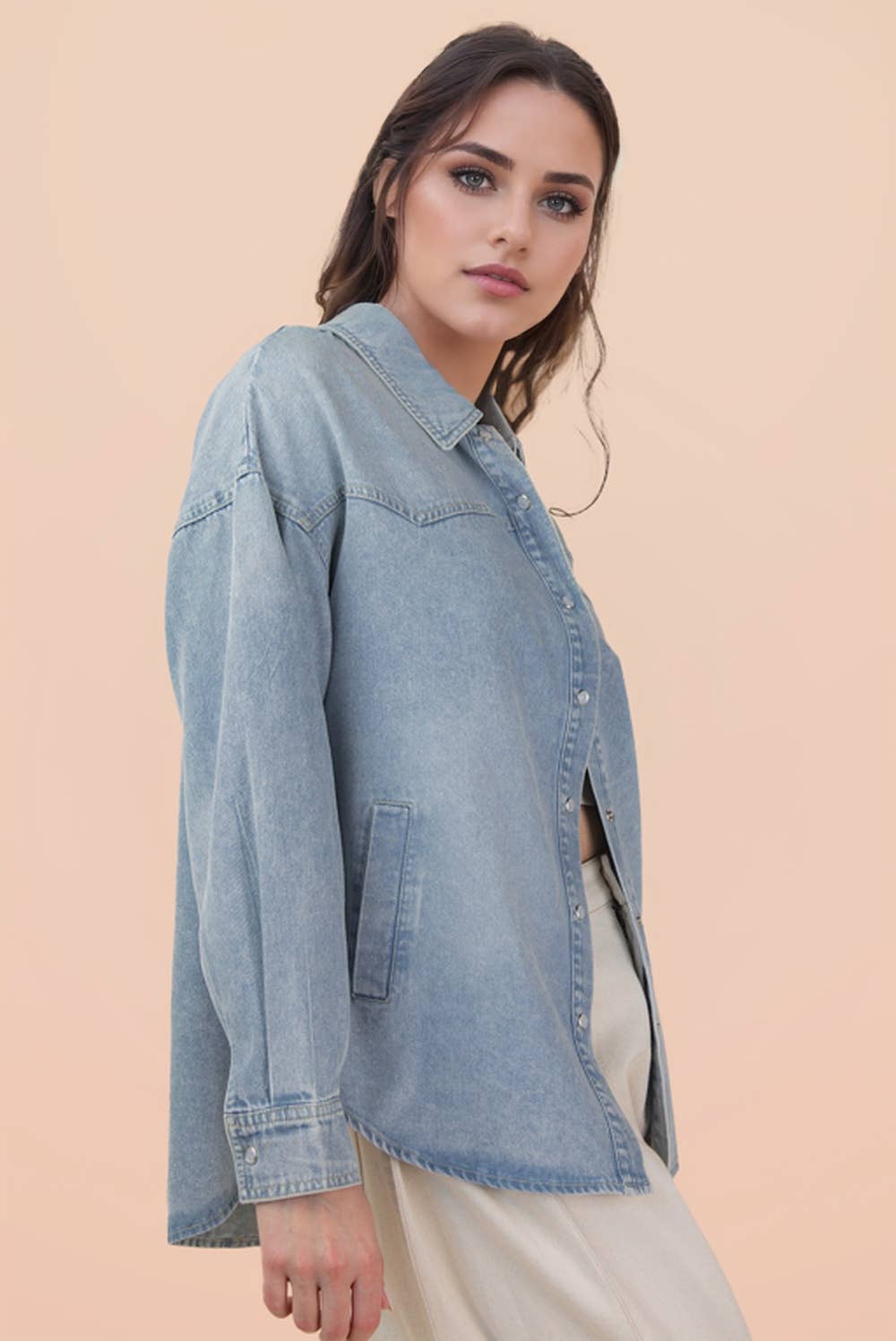 Oversized Washed Denim Top