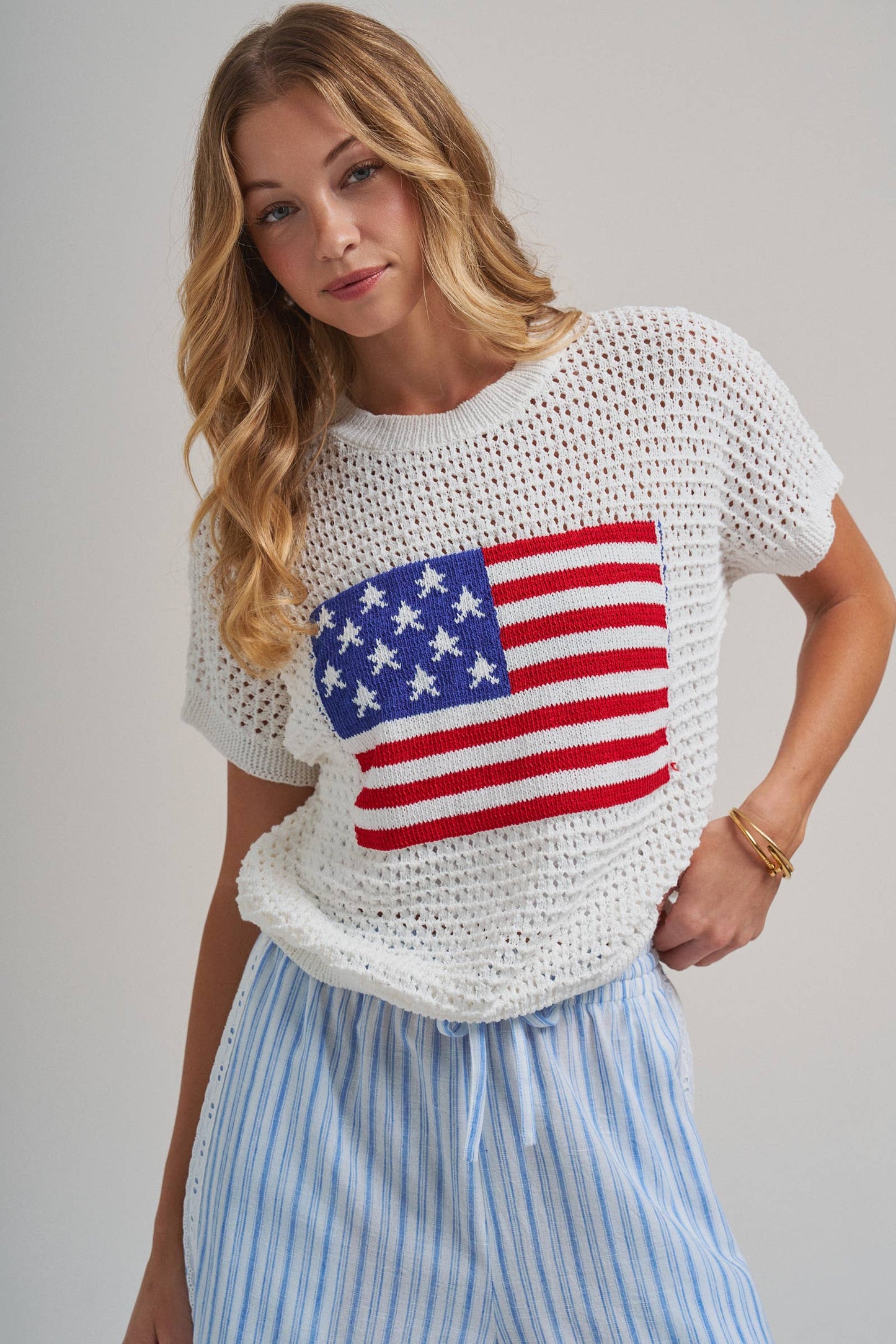 American Flag light weight sweater