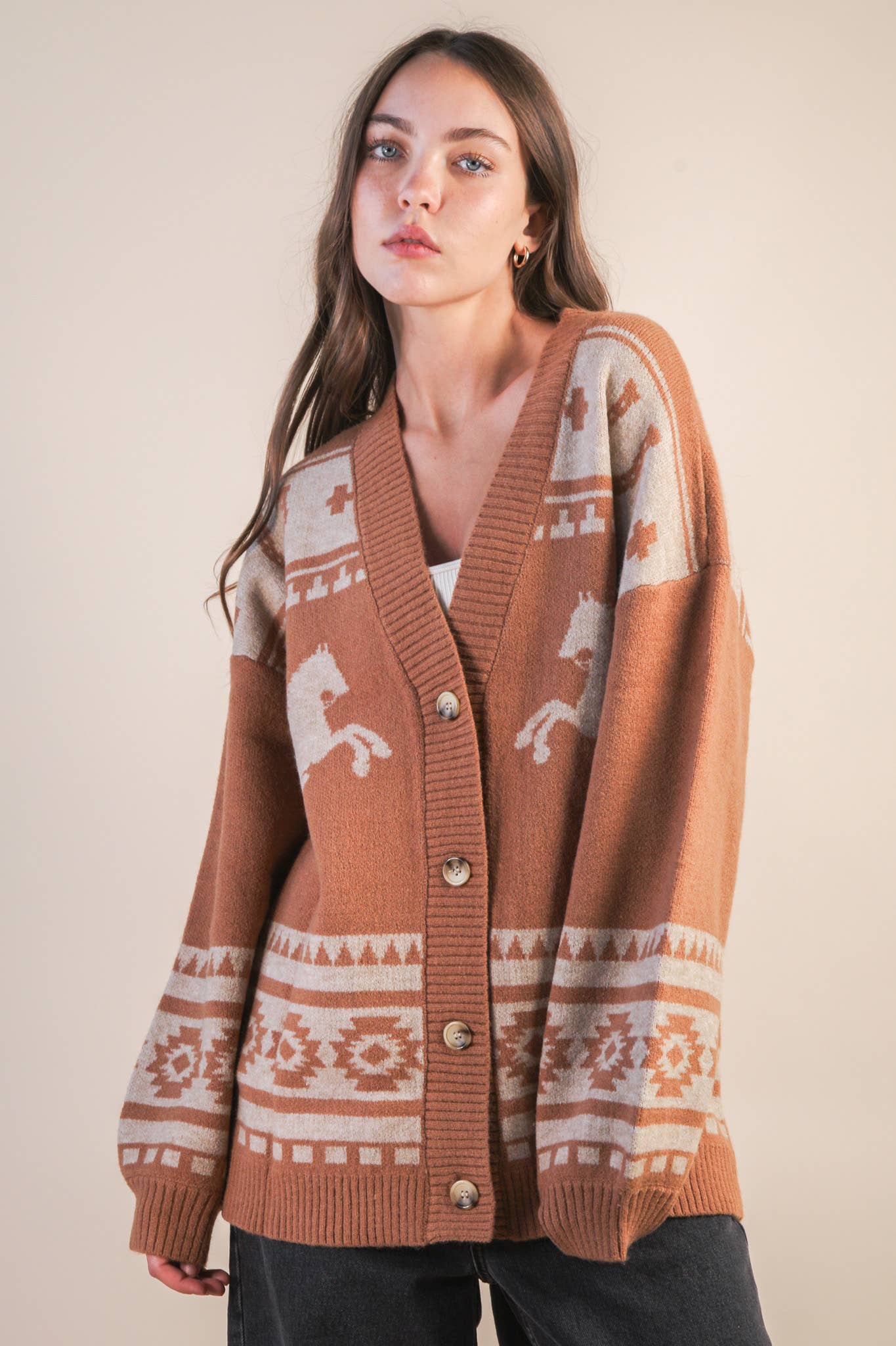 Oversized Western Cadigan: OLIVE