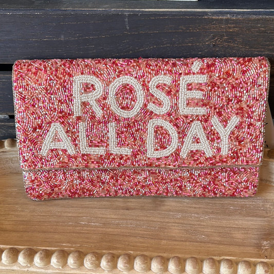 Rosé All Day Beaded Clutch