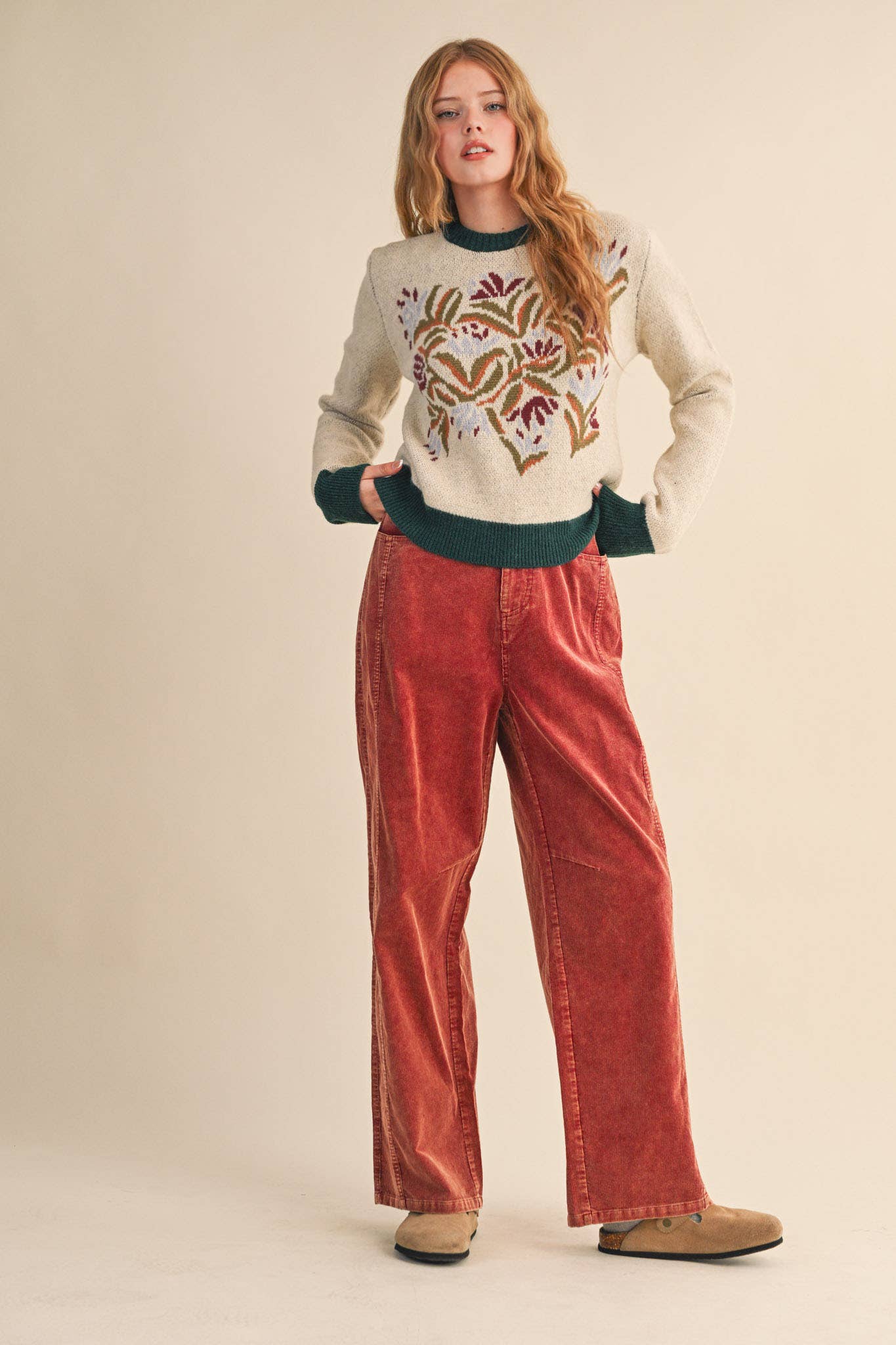 BLUE SKIES-CORDUROY WIDE LEG PANTS