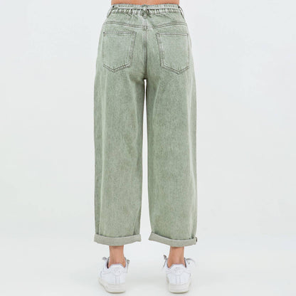 AB BARREL OLIVE WASH JEANS