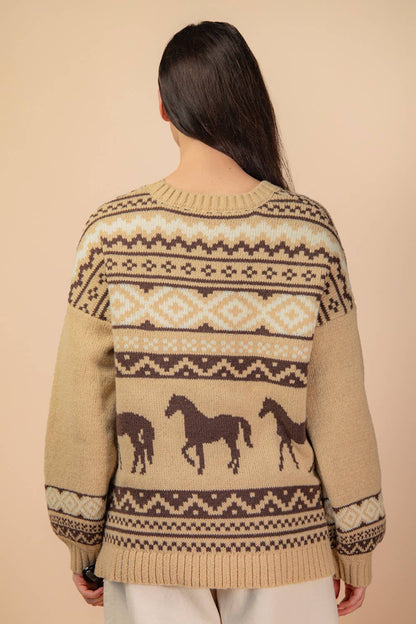 South West /Horse Oversized Knit Sweater