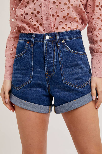 WESTERN POCKET ROLLED HEM SHORTS
