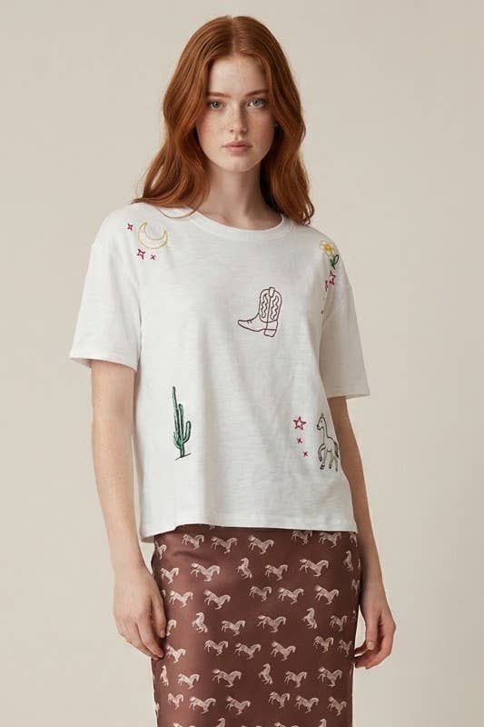 Cowgirl Things-Embroidered Oversized Tee