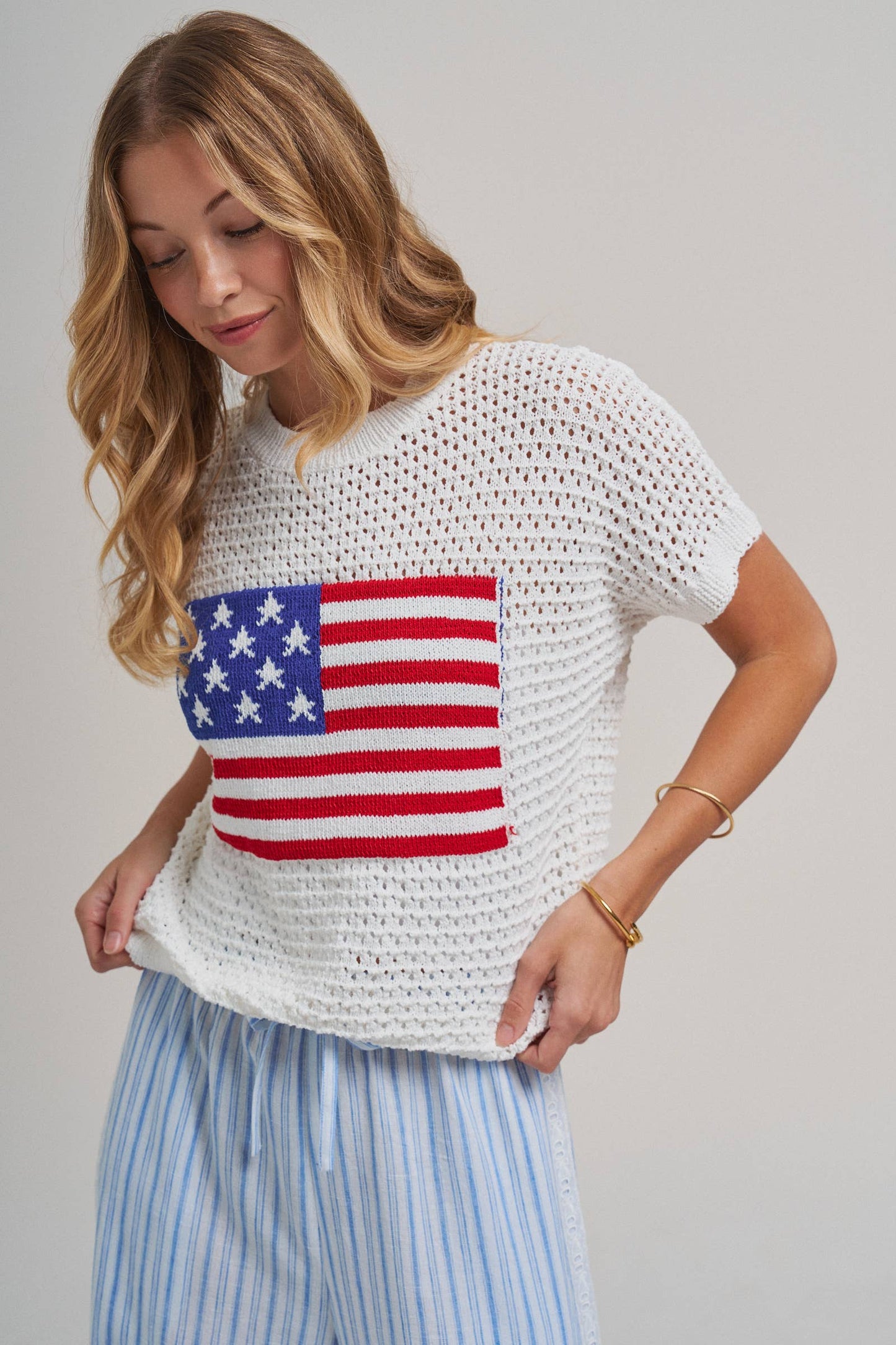American Flag light weight sweater