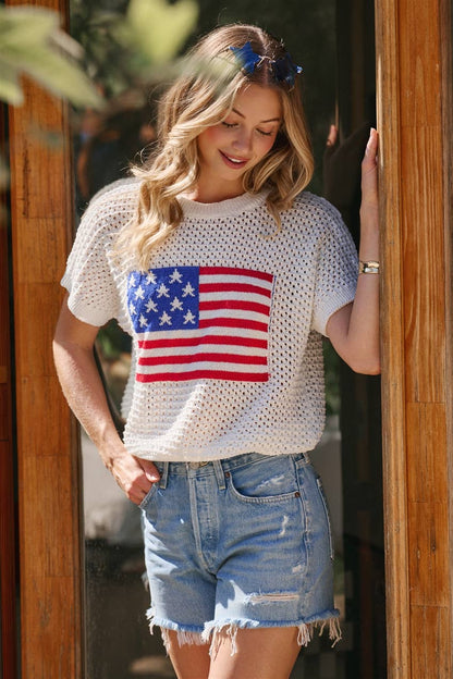 American Flag light weight sweater