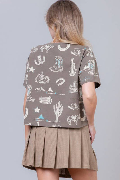 Cowboy Scene: Oversized Crop