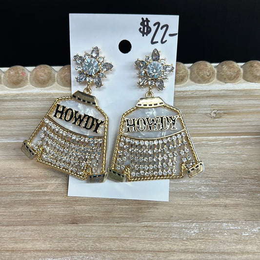 Howdy Rinestone Jacket Earrings