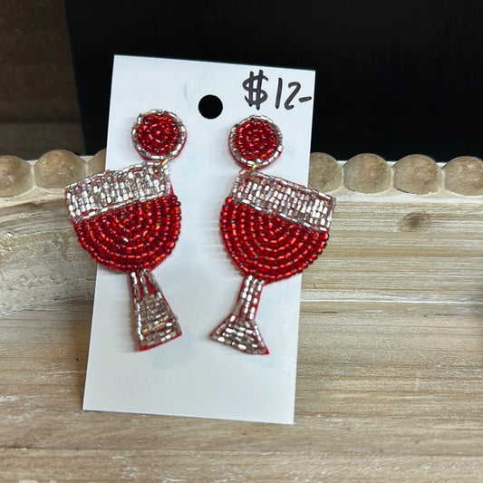 Red Wine Beaded Earrings