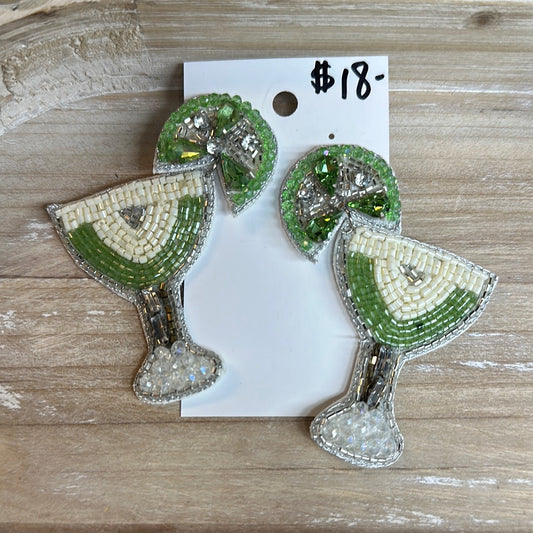 Green Margarita Beaded Earrings