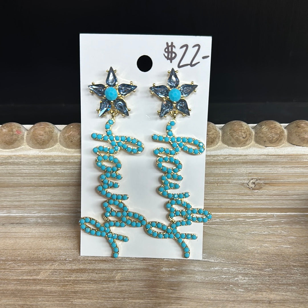 Howdy Turquoise Beaded Earrings