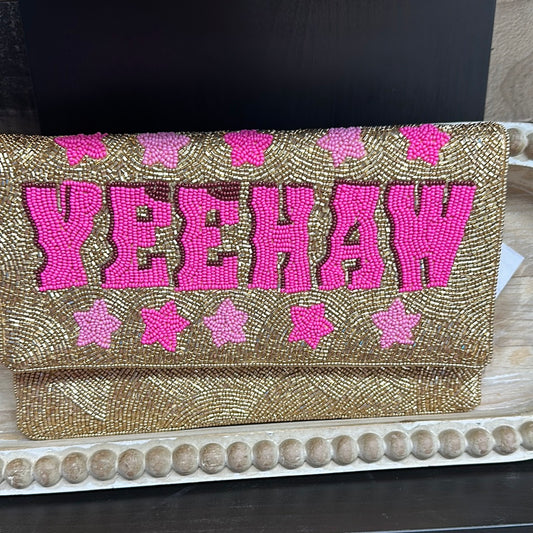 Yee Haw Gold Beaded Purse