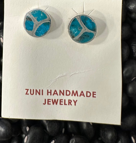 Zuni Turquoise Inlay Round studs
