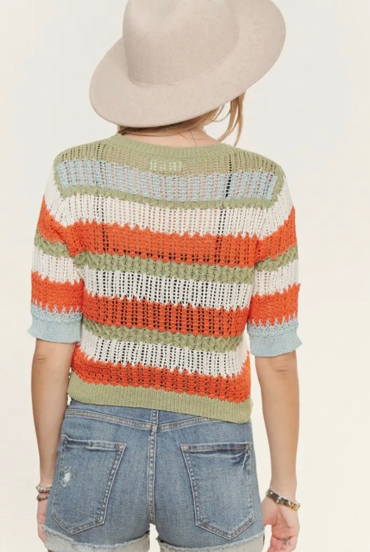 Striped Crotchet Sweater
