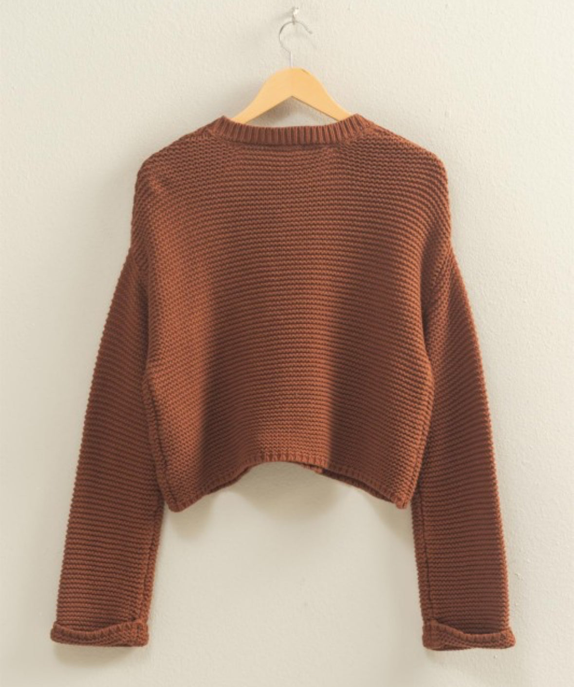 Textured Knit Sweater- Chestnut