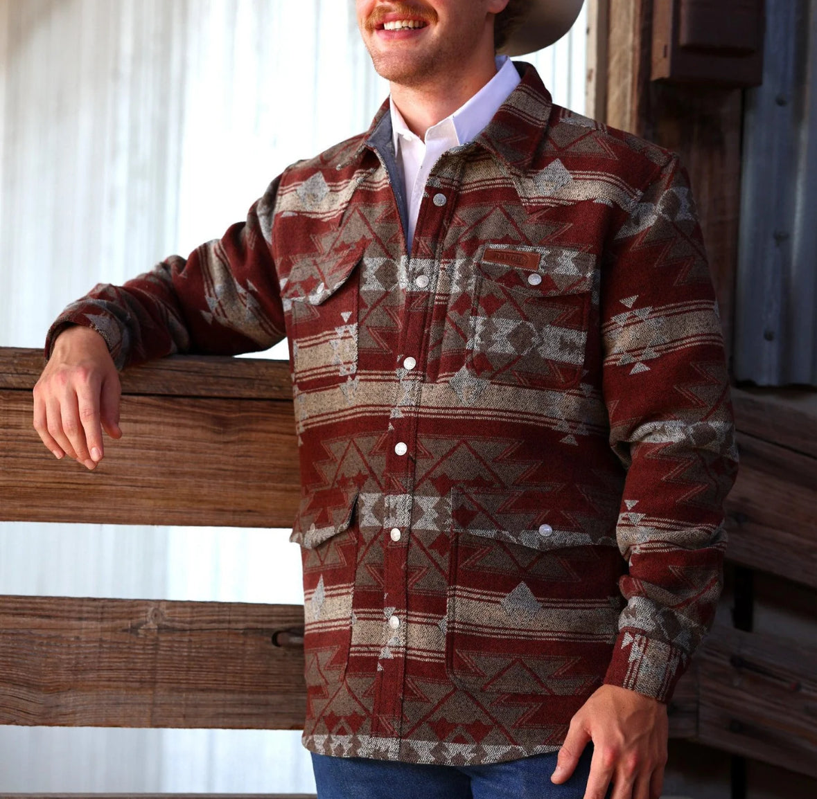 Lazy J Aztec Jacket Rust