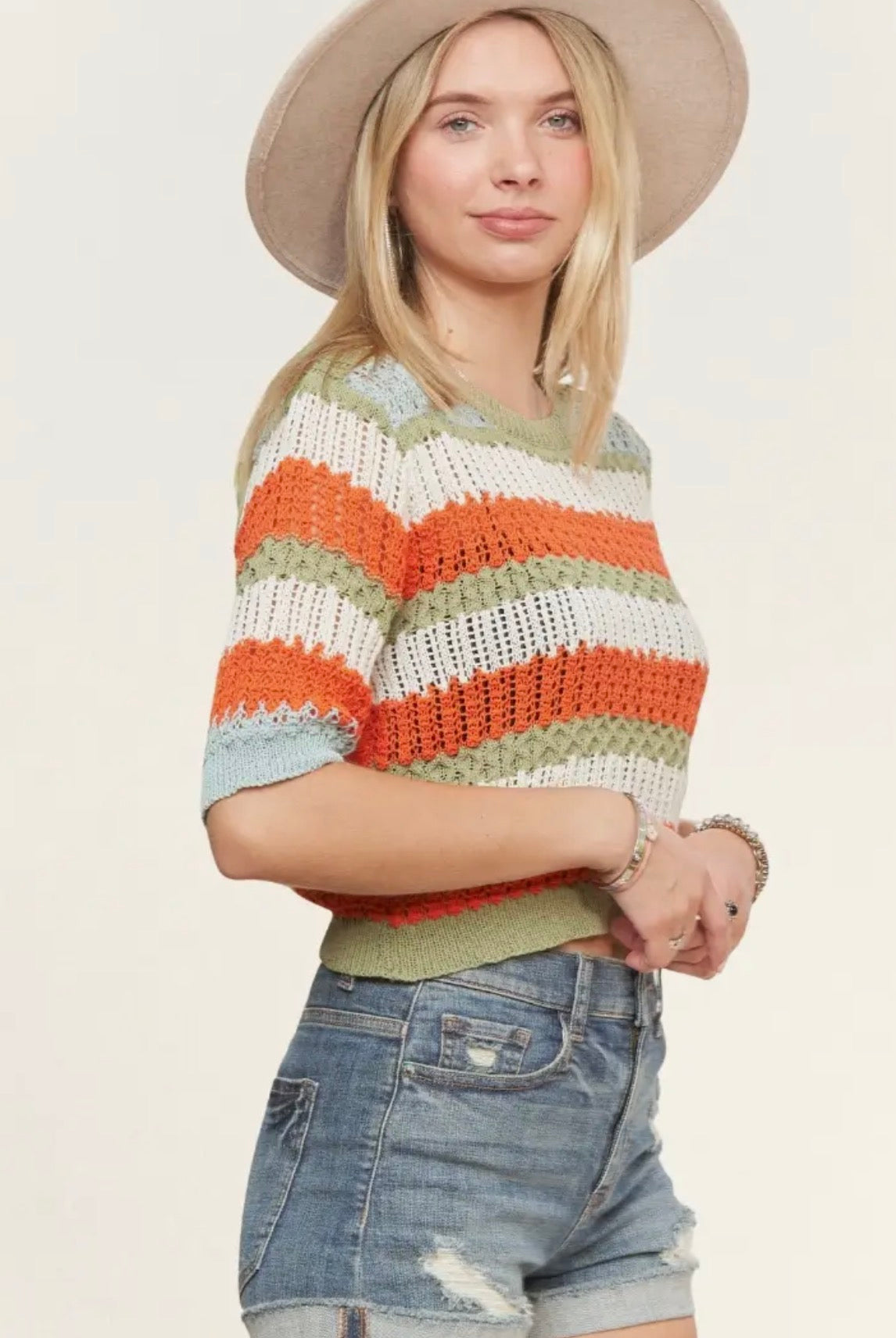 Striped Crotchet Sweater