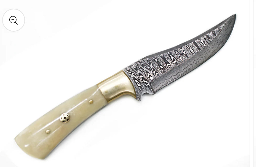 Damascus Blade Camel Bone Handle TD-100