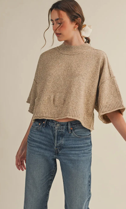 Marled Knit Sweater (Short Sleeve)