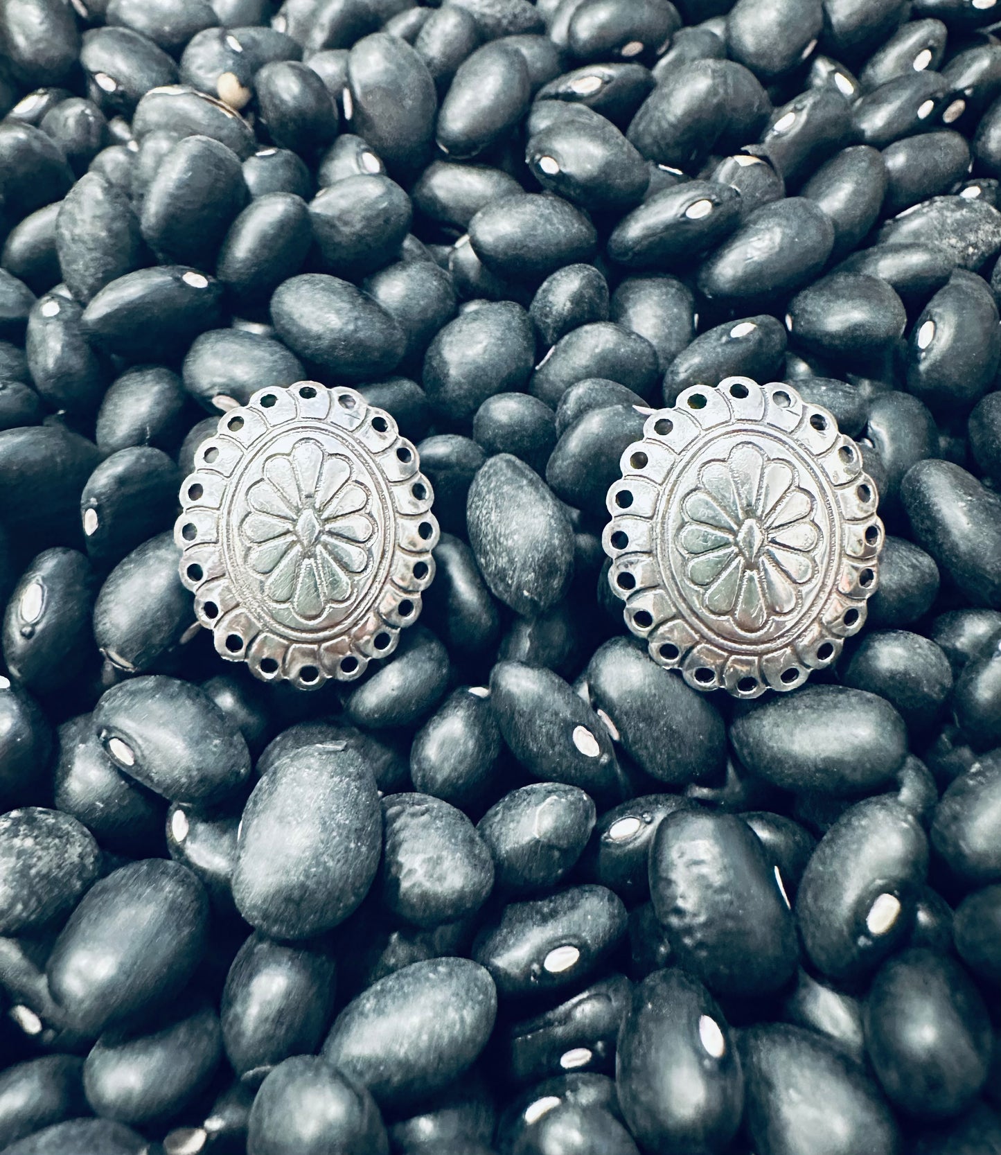 Vintage Sterling Silver Concho Earrings