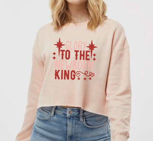 “Glory To The Newborn King” Cropped Crewneck
